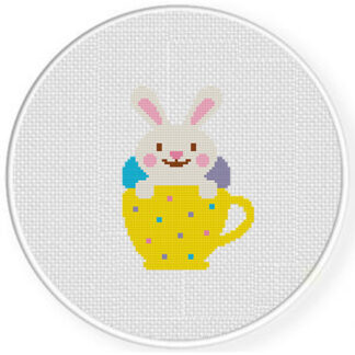 Easter Teacup Bunny Cross Stitch Pattern