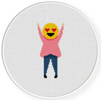 In Love Emoji Person Cross Stitch Pattern