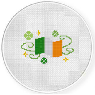 Irish Flag And Shamrocks Cross Stitch Pattern