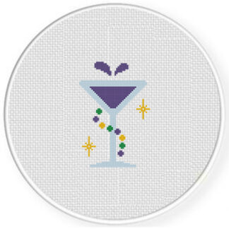 Mardi Gras Cocktail Cross Stitch Pattern