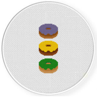 Mardi Gras Donuts Cross Stitch Pattern