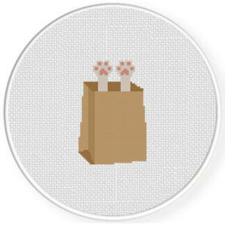 Paperbag Kitty Paws Cross Stitch Pattern