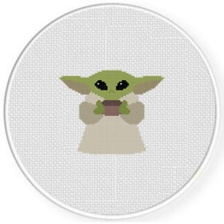 Cute Baby Green Alien Cross Stitch Pattern