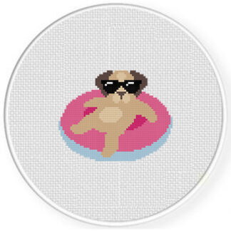Doggy Summer Floatie Cross Stitch Pattern
