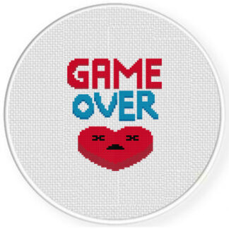 Game Over Heart Cross Stitch Pattern