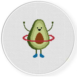Hula Hoopin' Avocado Cross Stitch Pattern