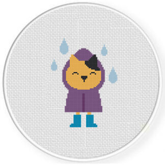 Kitty In The Rain Cross Stitch Pattern