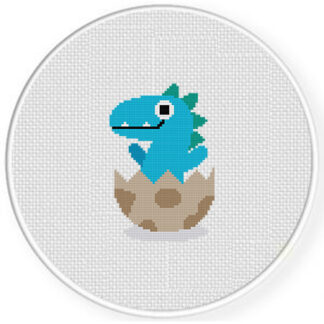 Little Dino Hatched Cross Stitch Pattern