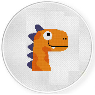 Orange Dino Head Cross Stitch Pattern