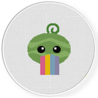Rainbow Puke Watermelon Cross Stitch Pattern