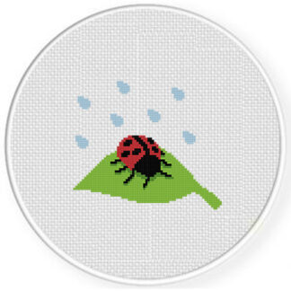 Rainy Day Ladybug Cross Stitch Pattern