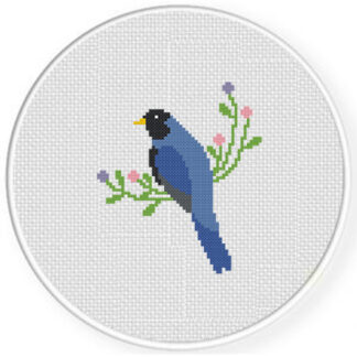 Black Throated Blue Warbler Cross Stitch Pattern
