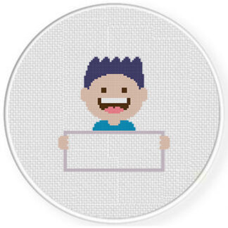 Boy With Blank Sign Cross Stitch Pattern
