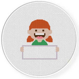 Girl With Blank Sign Cross Stitch Pattern