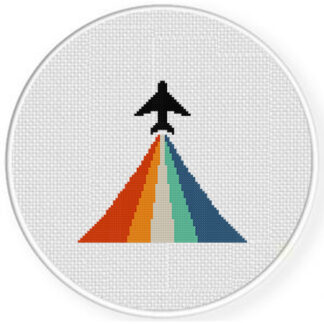 Plane Rainbow Cross Stitch Pattern