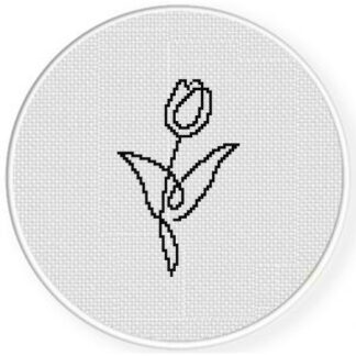 Tulip Flower Line Art Cross Stitch Pattern