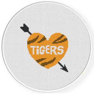 Arrowed Heart Tigers Cross Stitch Pattern