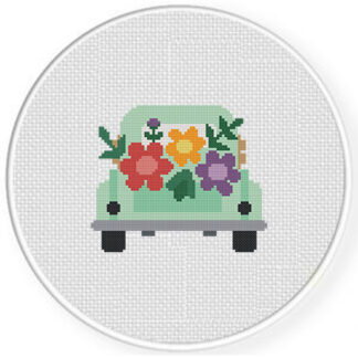 Back Of The Truck Flowers Cross Stitch Pattern