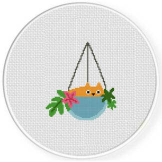 Cat Hanging Planter Cross Stitch Pattern