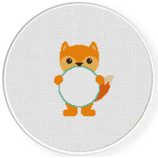 Fox Holding Monogram Frame Cross Stitch Pattern