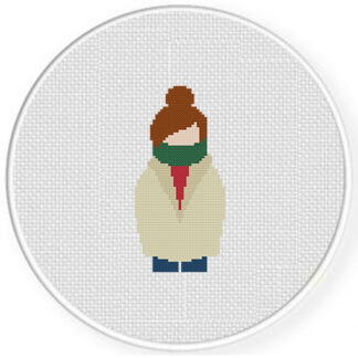 Girl Bundled Up Cross Stitch Pattern
