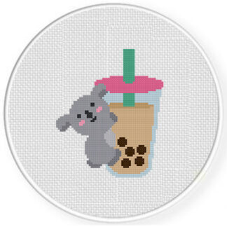 Koala Loves Boba Tea Cross Stitch Pattern