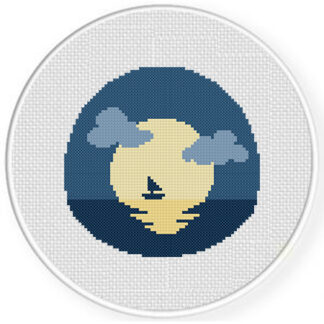 Moon In The Sea Cross Stitch Pattern