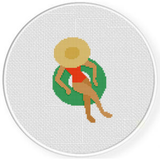 Pool Girl In Floatie Cross Stitch Pattern