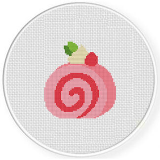 Strawberry Swirl Cake Cross Stitch Pattern