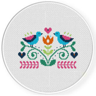 Swedish Folk Birds Cross Stitch Pattern