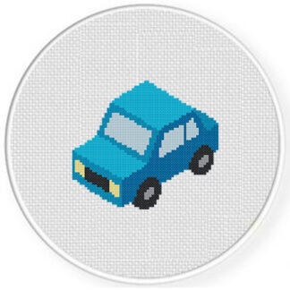 Blue Isometric Car Cross Stitch Pattern