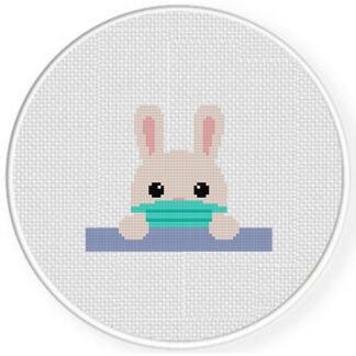 Bunny Wearing Mask Cross Stitch Pattern