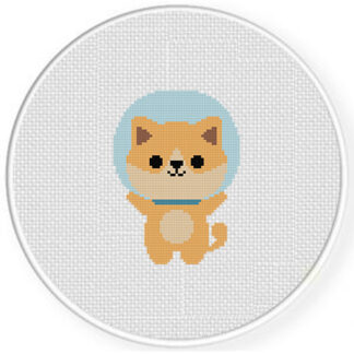 Cute Dog In Bubble Helmet Cross Stitch Pattern