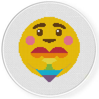 Emoji Hugs Rainbow Heart Cross Stitch Pattern
