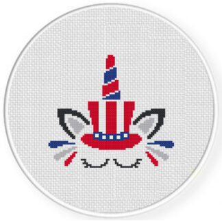 July 4th Hat Unicorn Cross Stitch Pattern