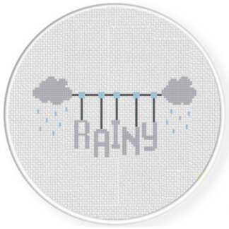 Rainy Clothesline Cross Stitch Pattern