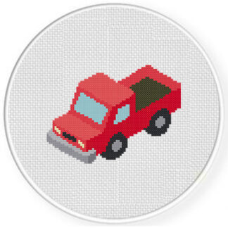 Red Isometric Truck Cross Stitch Pattern