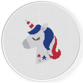 Red White Blue Unicorn Cross Stitch Pattern