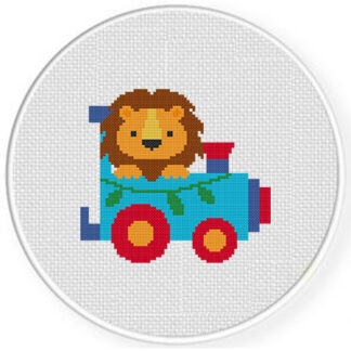 Safari Lion Train Cross Stitch Pattern