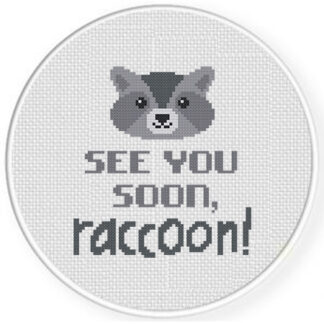 See You Soon Raccoon Cross Stitch Pattern