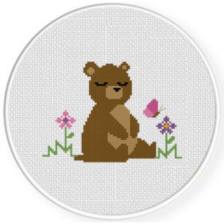 Spring Baby Bear Cross Stitch Pattern