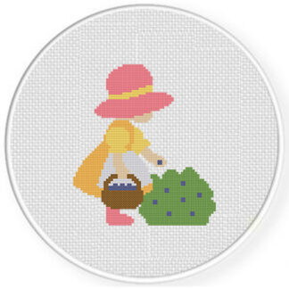 Sue Bonnet Berry Picking Cross Stitch Pattern