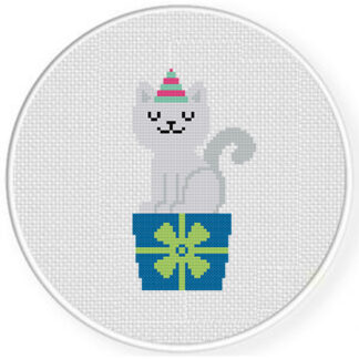 Birthday Cat Cross Stitch Pattern