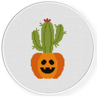 Jack O' Lantern Cactus Cross Stitch Pattern