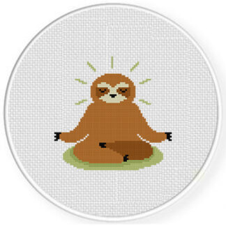 Meditating Sloth Cross Stitch Pattern