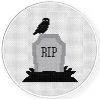 Owl On Headstone Cross Stitch Pattern