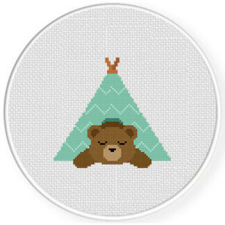 Sleeping Bear In Teepee Cross Stitch Pattern
