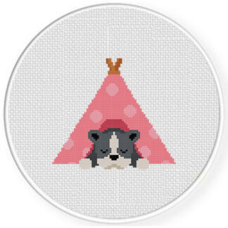 Sleeping Dog In Teepee Cross Stitch Pattern