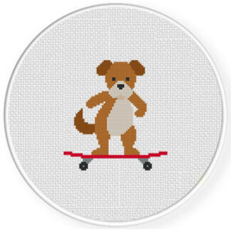 Standing On Skateboard Doggie Cross Stitch Pattern