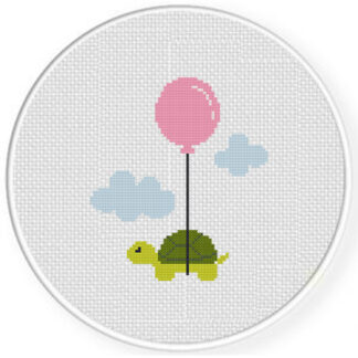 Turtle Birthday Balloon Cross Stitch Pattern